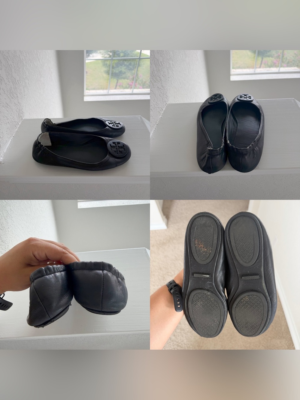 •TORY BURCH• Minnie Travel Matte Black Ballet Flats Size 6.5